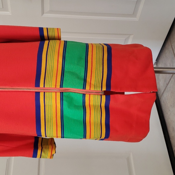 Vintage 60's Wool Longline Mod Coat Colorblock Striped SANGER HARRIS Small - Picture 11 of 17